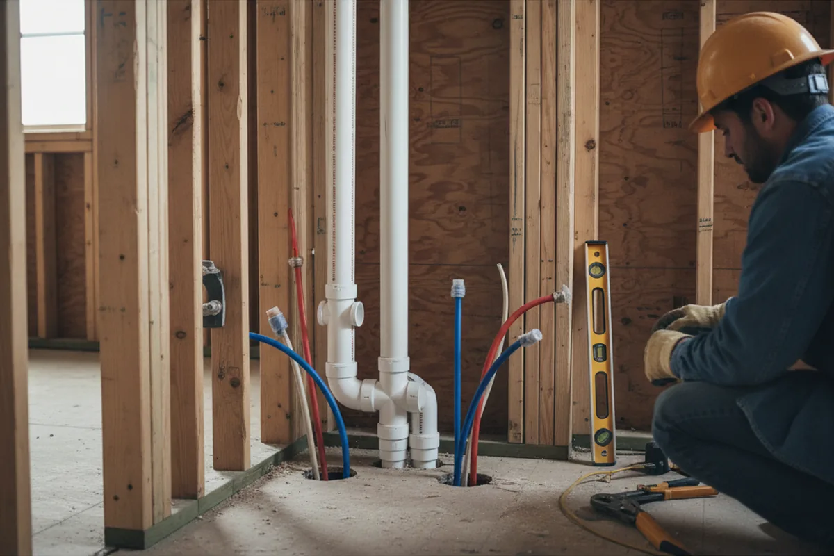 Drain and supply rough-in during Sump Pump Repair in Little River